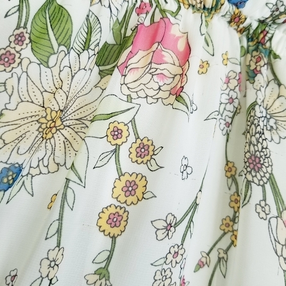 Gorgeous Mon Ami USA Long Floral Dress Medium halter like neck deep v neck maxi - Picture 13 of 16